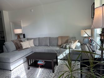 Soft Gun-Metal Gray Sectional with Chaise — $990