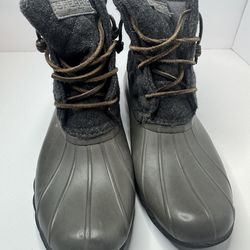 Sperry Gray Waterproof Saltwater Duck Boots Size 9 M