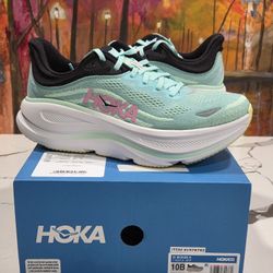 Hoka Bondi 9 Blue Spark Mint Size 10 Women's Running Shoes 
