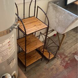 Beautiful Tiki bamboo looking metal shelves and magazine rack