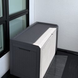 EAST OAK Outdoor Storage Box, 100 Gallon Deck Box, Waterproof Resin Storage Bench for Patio Cushions, Gardening Tools, Pool Toys, Lockable, UV Resist