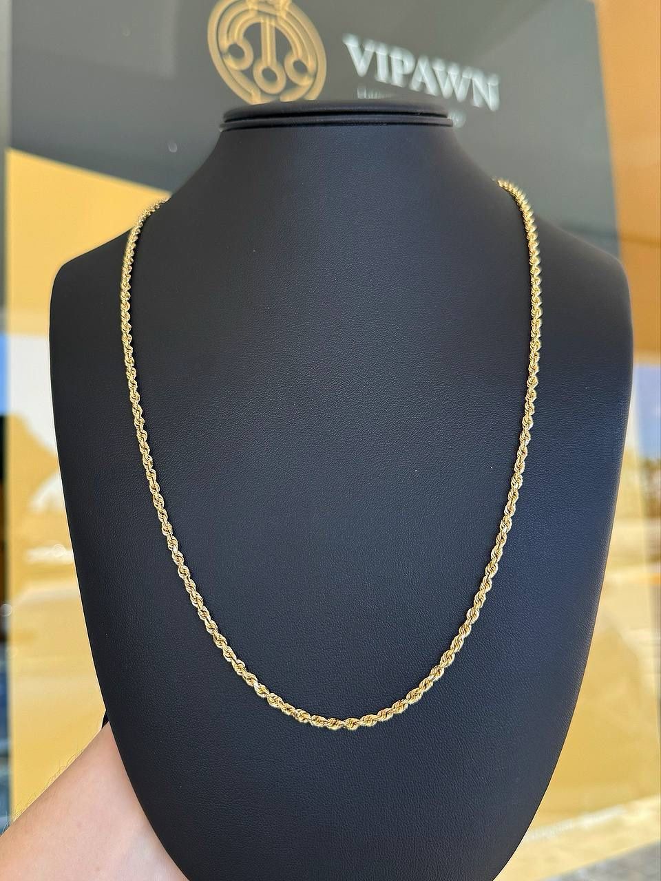 14k yellow gold solid rope chain 24.5inch