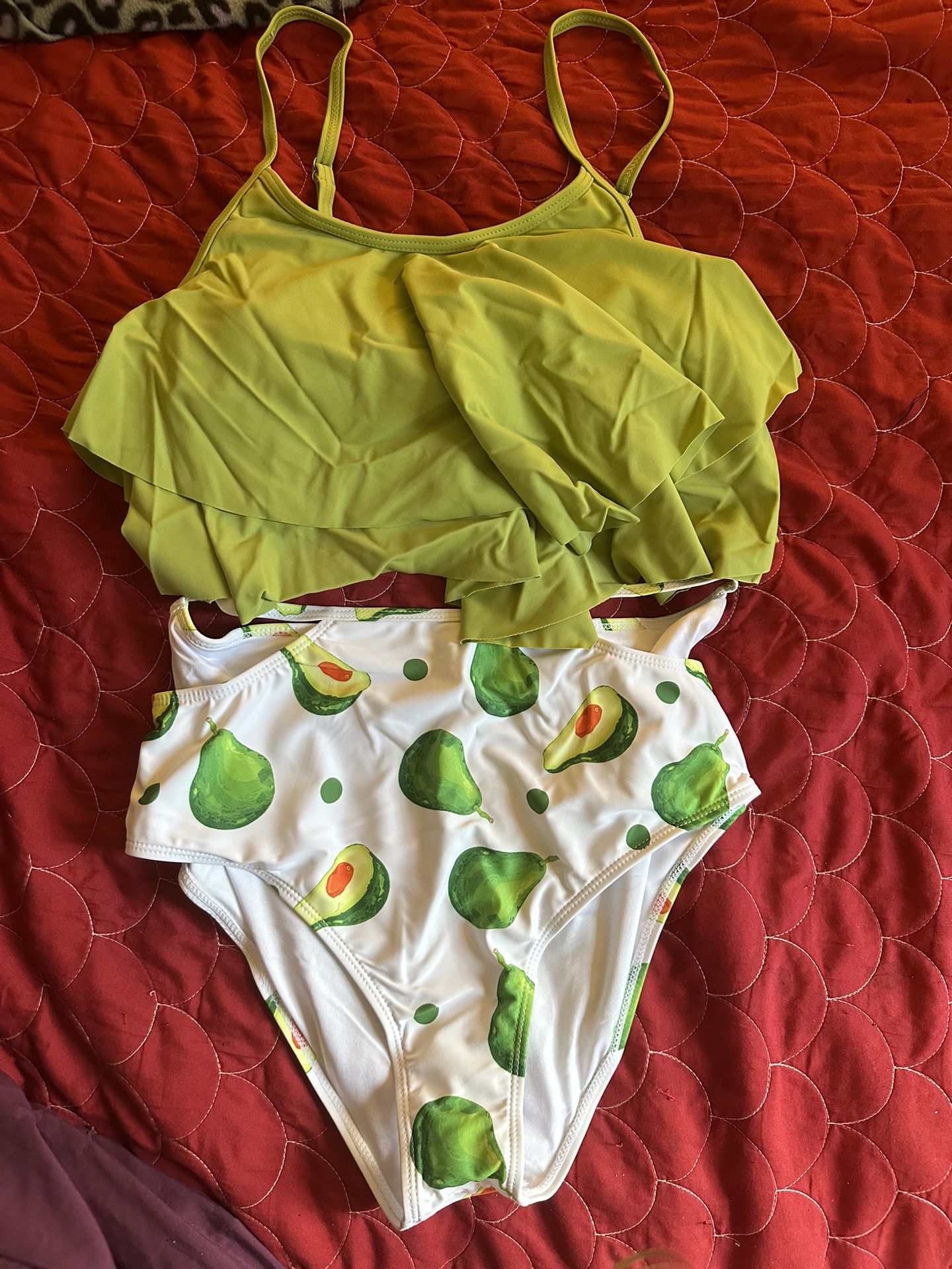 Women 2 Piece High Waisted Push Up Padded Bikini Set Swimsuit Green