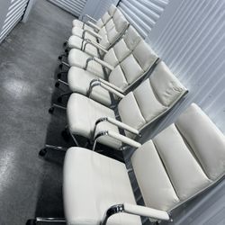 7 Cream Leather High Back Office Chair Lot of 7