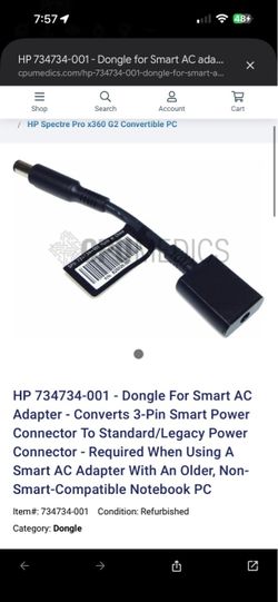 HP 734734-001 Dongle for Smart AC Adapter