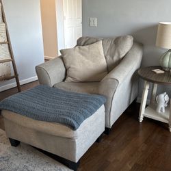 Grey Chair And Ottoman 