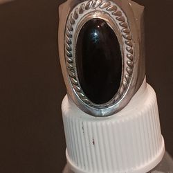 Vintage Sterling Silver Ring With Black Onyx 