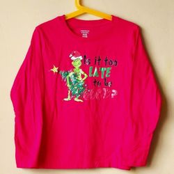 French Toast Red Long Sleeve T Tee Shirt Top Sweatshirt Kids Size 8 Christmas Grinch Children's 