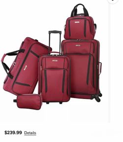 5-Piece Red Softside Luggage Set