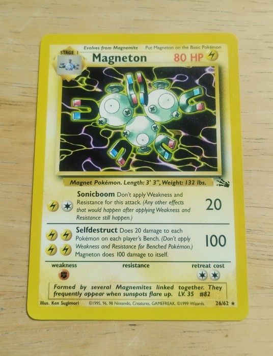 Near Mint WOTC Non Holo Unlimited Magneton 26/62 Fossil Pokemon Card