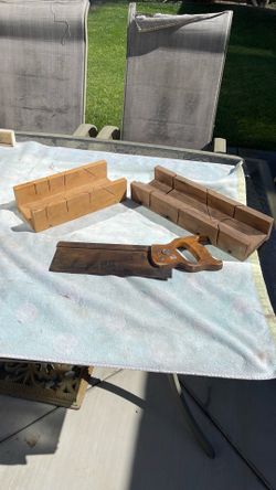 Vintage Disson Mitre Saw and Wooden Boxes