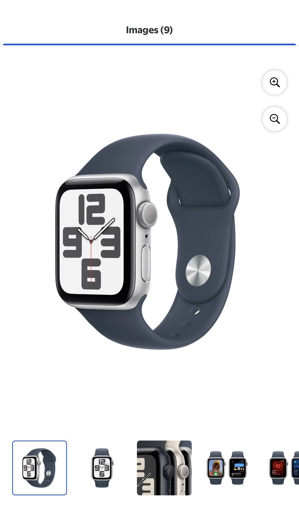Apple Watch SE (2nd Gen) [GPS 40mm] Smartwatch with Silver Aluminum Case and Storm Blue Sport Band - S/M