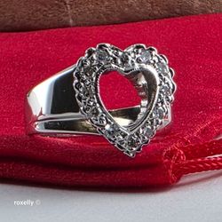 14K White Gold Heart-Shaped Genuine Diamond Ring Size 4 - Solid Gold!/ Anillo de Oro Blanco con Diamantes! 👌🎁Post Tags: Anillo de Oro