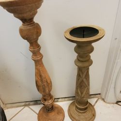 Wooden Candle Holders - 22" / 18"