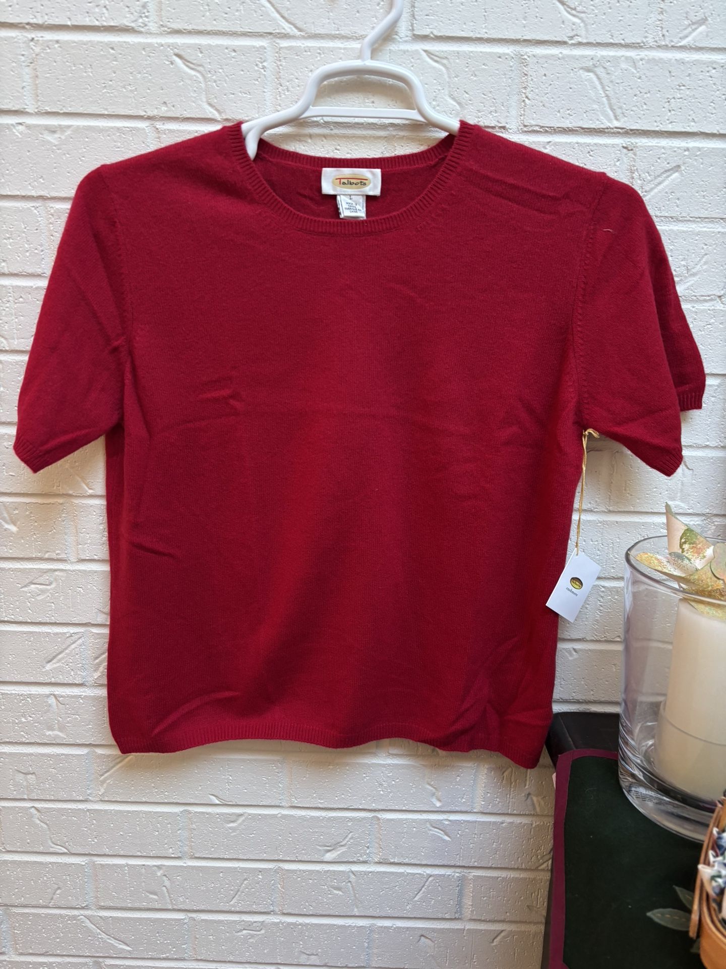 Talbots NWT Red Cashmere Short Sleeve Sweater 