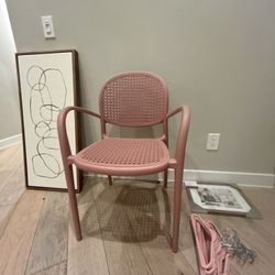 Pink Chair Art Work And Hangers 