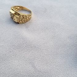 14k Solid Gold Nugget Dice Ring 