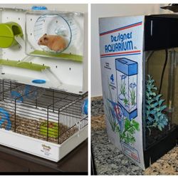 Either 🐠🌿4 gallon aquarium in box or🐁hamster Or Small pet cage. $45 each Holmdel nj