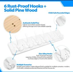 Solid Pine Wood Coat Rack- NEW