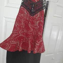 Red & Black Halter Dress