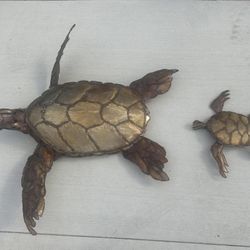 Turtle Sculptures - Brass Art Sculptures - Set Of 2 Turtles