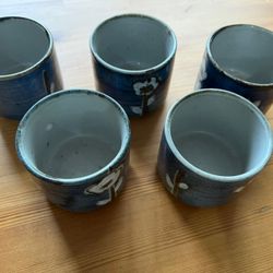 Porcelain Tea Kettle And Cups - Cups No Handles , Decor