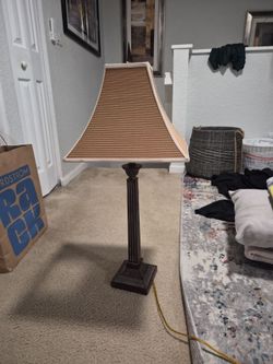 Tall Table Lamp with Striped Shade