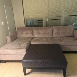 Used Sectional Sofa + Square Ottoman