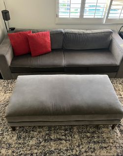Restoration Hardware Maddox 2-Cushion Sofa + Matching Italia Coffee Ottoman