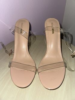 Nude heels with ankle strap