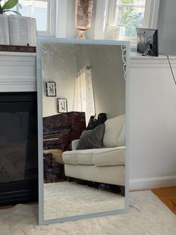 Large Floor Mirror with Gray Frame