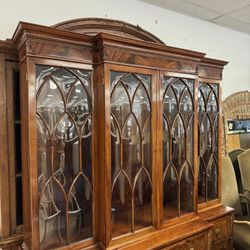 Beacon Hill Collection Georgian-style mahogany breakfront china cabinet - 62” x 18” x 84” - Excellent Condition- Retail: $3800