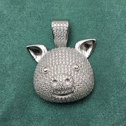 VVS D Moissanite Pig Pendant 925 Silver