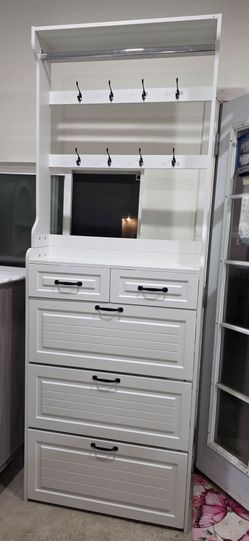 New tall shoe cabinet with a sleek white finish