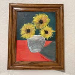 SMALL Original Oil Painting Sunflowers