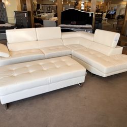 White Leather Sectional