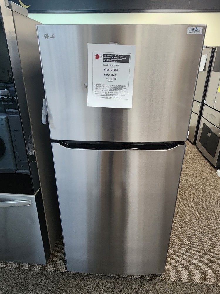 30 in. W 20 cu. ft. Top Freezer Refrigerator w/ Multi-Air Flow and Reversible Door in Stainless Steel.ENERGY STAR