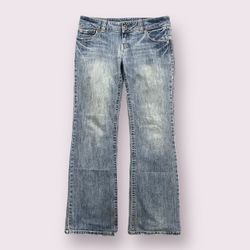 AMERICAN EAGLE Vintage Y2K Faded Low Rise Boyfriend Wide Leg Bootcut Long Jeans