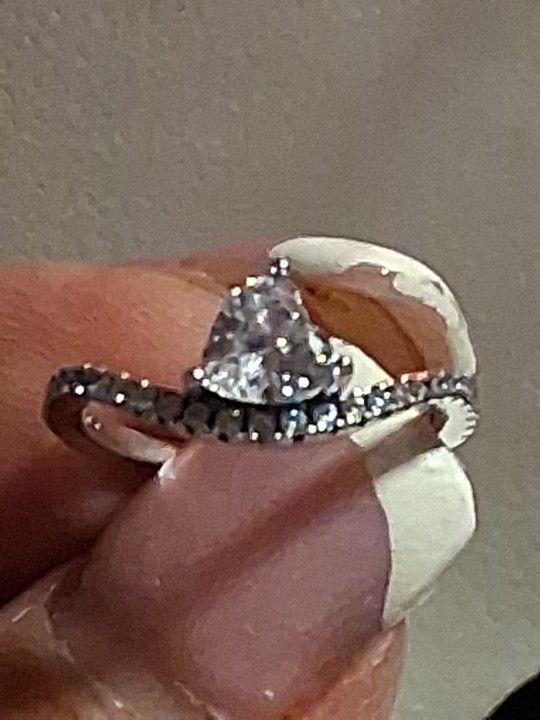 PANDORA TIMELESS AUTHENTIC BRAND NEW SPARKLING STERLING SILVER CLEAR CZ WAVY PAVE HEART RING SIZE 7