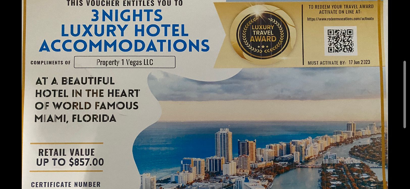 Luxury Vacation Voucher