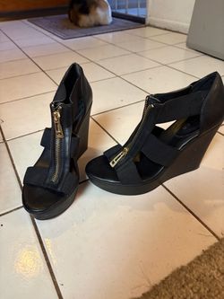 Black Platform Wedge Sandals with