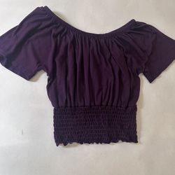 Women Off Shoulder Purple Blouse Size Small 