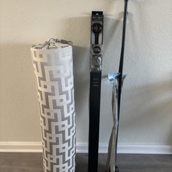 Brand new curtains roads, $17 each & large pillow never used for $12