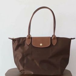 Longchamp Pliage Club Medium Tote Bag Brown Nylon New 