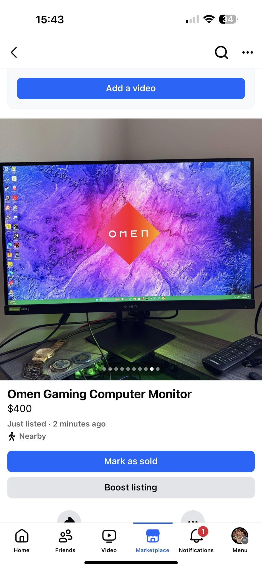 **HP OMEN 27i Gaming Monitor – Like New Condition** 