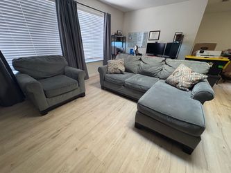 Gray Sectional Sofa and Oversized Chair Set