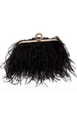 Women Real Natural Ostrich Feather Evening Bags Purses Clutch Vintage Banquet Handbag