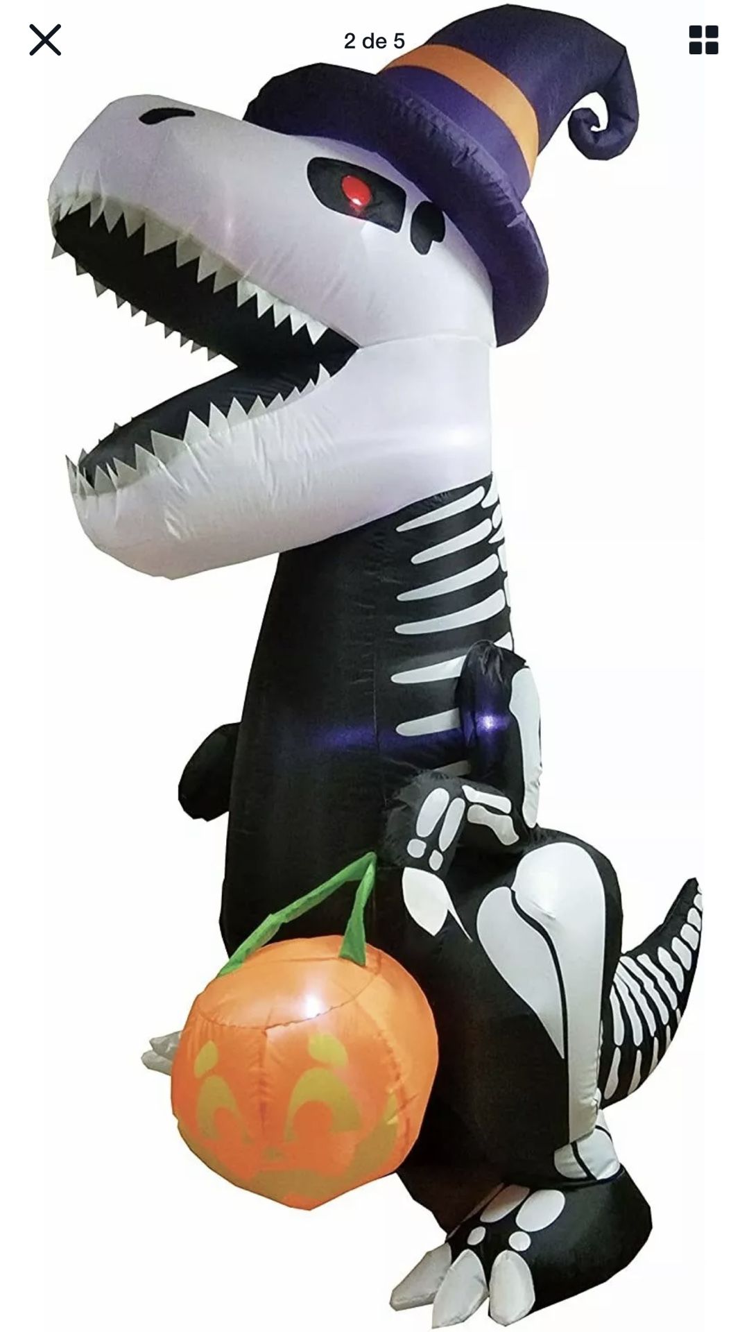 Joiedomi Halloween 8 FT Inflatable Skeleton Dinosaur with Build-in LEDs Blow...