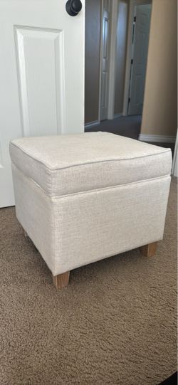 Cream Fabric Storage Ottoman