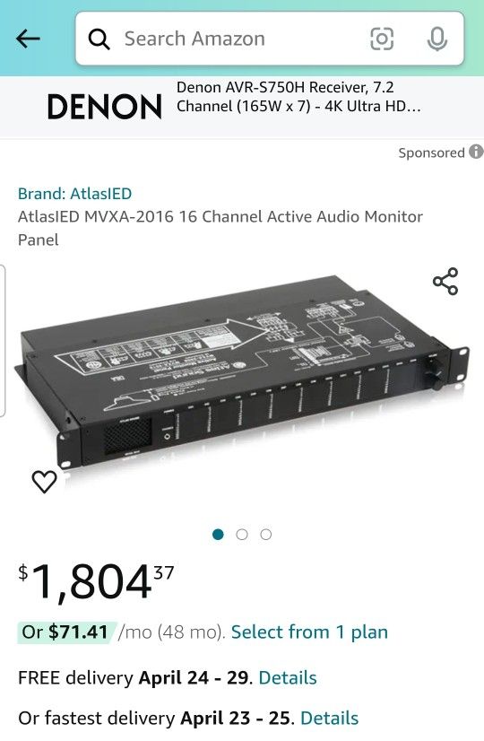 ATLAS SOUND Atlas Sound IED MXVA-20016 8 or 16 Channel Active Audio Monitor Panel